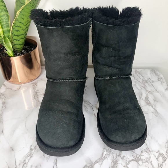 UGG AUSTRALIA | Boots Short Bailey Bow II Black Ribbon Women's Size 6 - Picture 2 of 7